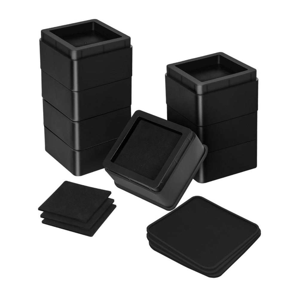 Utopia Bedding Black Bed Risers 2 Inch - Pack Of 8 - Adjustable Furniture Risers